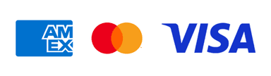 American Express, Mastercard, and Visa accepted